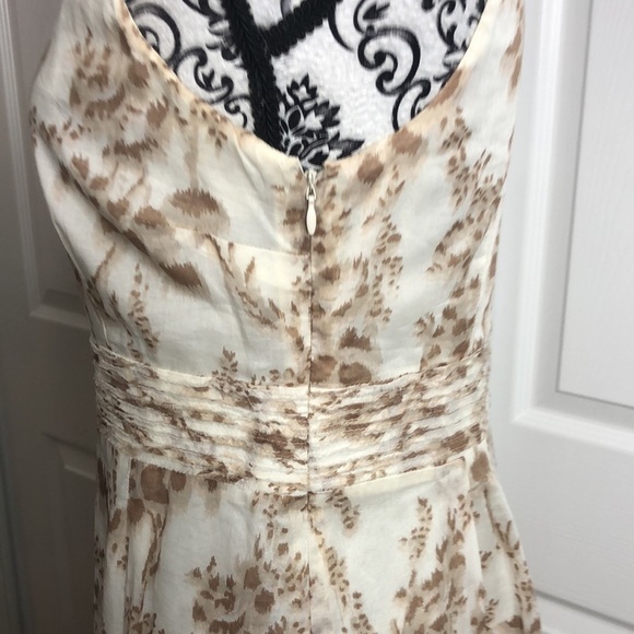 Lela Rose Loft Cream Brown Swirl Cinched Waist Dress 8 - Picture 5 of 8